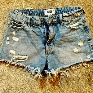 Paige denim high rise short, distressed